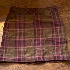 Plaid Wool Skirt in purple and Green